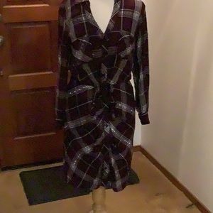 Jennifer Lopez Dark Plaid One Piece Dress Large